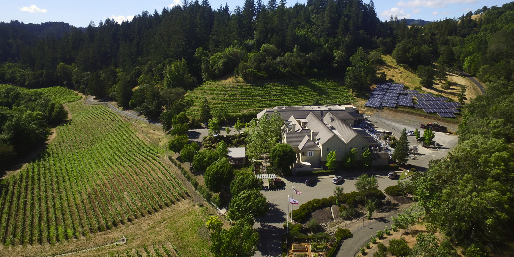 Aerial shot of the Hartford winery and estate
